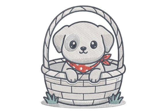 Puppy in Basket Embroidery Review for Boutique Apparel